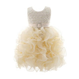 2017 Baby Christening First Birthday Dress Kids Clothes Ruffles Lace Princess Dresses Girls Wedding Party Tutu Dress H2