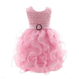 2017 Baby Christening First Birthday Dress Kids Clothes Ruffles Lace Princess Dresses Girls Wedding Party Tutu Dress H2