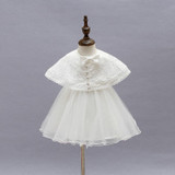 2017 baby Christening Gown White Tulle Infant Princess Baptism Dress Toddler Baby Girls Party Wedding Dress tutu dress