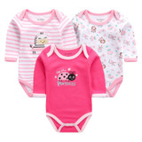 2017 Baby Bodysuits 3pcs/lot Clothing Cotton Body Baby Girl Boy Clothes Long Sleeve Cartoon Print Bodysuit Newborn Baby Overalls