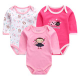 2017 Baby Bodysuits 3pcs/lot Clothing Cotton Body Baby Girl Boy Clothes Long Sleeve Cartoon Print Bodysuit Newborn Baby Overalls