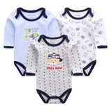 2017 Baby Bodysuits 3pcs/lot Clothing Cotton Body Baby Girl Boy Clothes Long Sleeve Cartoon Print Bodysuit Newborn Baby Overalls
