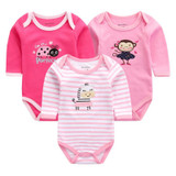 2017 Baby Bodysuits 3pcs/lot Clothing Cotton Body Baby Girl Boy Clothes Long Sleeve Cartoon Print Bodysuit Newborn Baby Overalls