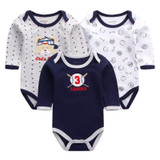 2017 Baby Bodysuits 3pcs/lot Clothing Cotton Body Baby Girl Boy Clothes Long Sleeve Cartoon Print Bodysuit Newborn Baby Overalls