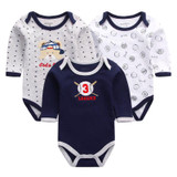 2017 Baby Bodysuits 3pcs/lot Clothing Cotton Body Baby Girl Boy Clothes Long Sleeve Cartoon Print Bodysuit Newborn Baby Overalls