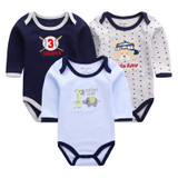 2017 Baby Bodysuits 3pcs/lot Clothing Cotton Body Baby Girl Boy Clothes Long Sleeve Cartoon Print Bodysuit Newborn Baby Overalls