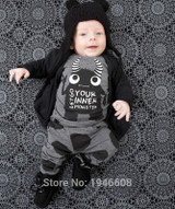 2017 baby boy clothes cotton long sleeve little monsters t shirt+pants newborn baby girl clothing set infant 2pcs suit