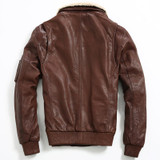 2017 Avirexmen B3 fur collar flight jacket men black brown Winter genuine leather jacket for men fashion real leather coat male