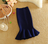 2017 Autumn&Winter Womens Midi Fish Tail Skirt Fashion Knit Package Hip Midi Skirt Ladies High Waist Flounced Skirts Faldas Saia 2017 Autumn&Winter Womens Midi Fish Tail Skirt Fashion Knit Package Hip Midi Skirt Ladies High Waist Flounced Skirts Faldas Saia