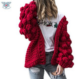 2017 Autumn&amp;Winter Knitted Crochet Sweater for Women Chunky Oversize Cardigan Coat Open Female Sweaters Cardigan Women Knitwear