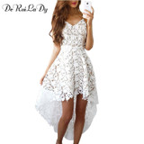 DeRuiLaDy Summer Fashion Women Sexy Dress Boho Casual Mini Bodycon Dresses Women White Sexy Lace Beach Maxi Dress vestidos