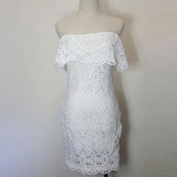 DeRuiLaDy Sexy Women Mini Dress Off Shoulder Sexy Lace Embroidery Bodycon Dresses Summer Beach Party White Casual Dress vestido