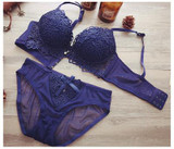 DeRuiLaDy Sexy Embroidery Lady Bra Set Adjusted Padded Underwear Women Flower Lace Bra Panties Set Lingerie Push Up Bra Set