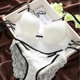 DeRuiLaDy Sexy Lace Women Bra Sets White Black Adjustment Type Bra And Panty Diamond-lingerie Set Push Up Underwear Bras Set