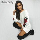 DeRuiLaDy 2017 Autumn Winter Long Sleeve Women Hoodies Flowers Embroidery O-Neck sweatshirt Hooded Casual Black White Hoodie DeRuiLaDy 2017 Autumn Winter Long Sleeve Women Hoodies Flowers Embroidery O-Neck sweatshirt Hooded Casual Black White Hoodie