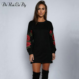 DeRuiLaDy 2017 Autumn Winter Long Sleeve Women Hoodies Flowers Embroidery O-Neck sweatshirt Hooded Casual Black White Hoodie DeRuiLaDy 2017 Autumn Winter Long Sleeve Women Hoodies Flowers Embroidery O-Neck sweatshirt Hooded Casual Black White Hoodie