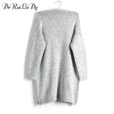 DeRuiLaDy 2017 Autumn Winter Fashion Women Long Sleeve Big Pocket Loose Knitting Cardigan Sweater Womens Cardigan Long Sweaters
