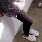 DENISKA 2017 autumn winter cotton warm fitness leggings women striped cotton workout legging legins leggins women female