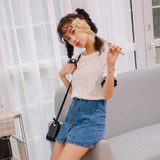 Denim Skirt High Waist A-line Mini Skirts Women 2018 Summer New Arrivals Single Button Pockets Blue Jean Skirt Style Saia Jeans