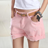 Denim Shorts Jeans Shorts Female Women Summer Plus Size 2017 Fashion Women's Shorts Spring and Summer White Pink Women's Short