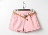 Denim Shorts Jeans Shorts Female Women Summer Plus Size 2017 Fashion Women's Shorts Spring and Summer White Pink Women's Short