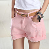 Denim Shorts Jeans Shorts Female Women Summer Plus Size 2017 Fashion Women's Shorts Spring and Summer White Pink Women's Short