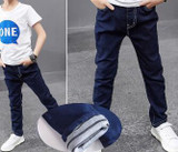 Denim Pants for Kids Newest Boy Jeans Thickened Cotton Student Jeans Lovely Boys Pants Autumn Winter Teenager Trousers Pockets