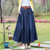 Denim Long Skirts Faldas Largas Skirts Womens 2016 Fashion Summer Jeans Maxi Skirt