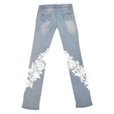 Denim Jeans Womens Sexy Lace Stitching High Waist Pencil Pants Hole Ripped Jeans For Women Plus Size XXXL Skinny Jeans Female