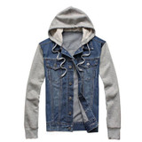 Denim Jacket men hooded sportswear Outdoors Casual fashion Jeans Jackets Hoodies Cowboy Mens Jacket and Coat Plus Size 4XL 5XL