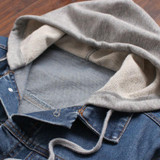 Denim Jacket men hooded sportswear Outdoors Casual fashion Jeans Jackets Hoodies Cowboy Mens Jacket and Coat Plus Size 4XL 5XL