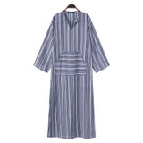 2018 Autumn ZANZEA Women Striped Dress Sexy V Neck Long Sleeve Maxi Long Dresses Vintage Casual Loose Plus Size Vestidos