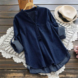 2018 Autumn ZANZEA Women Denim Blue Blouse V Neck Long Sleeve Casual Loose OL Work Shirt Party Top Buttons Blusas Plus Size