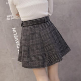 2018 Autumn Winter Wool Skirt Femme Fashion Plaid Women Skirts Pleated High Waist Skirt Female Casual Checkered Falda Mujer
