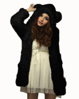2018 Autumn Winter Sweatshirt Women Coat Warm Fleece Jacket Lovely Bear Ear Casual Black White Hoodie Chaquetas Mujer Plus size