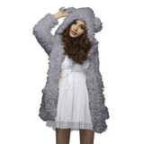 2018 Autumn Winter Sweatshirt Women Coat Warm Fleece Jacket Lovely Bear Ear Casual Black White Hoodie Chaquetas Mujer Plus size