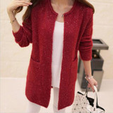 2018 Autumn Winter New Women sweater coat Casual Long Sleeve Knitted Cardigans Sweaters Fashion loose Cardigan sweater
