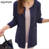 2018 Autumn Winter New Women sweater coat Casual Long Sleeve Knitted Cardigans Sweaters Fashion loose Cardigan sweater