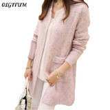 2018 Autumn Winter New Women sweater coat Casual Long Sleeve Knitted Cardigans Sweaters Fashion loose Cardigan sweater