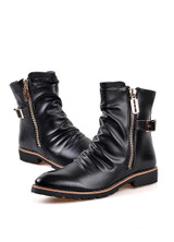 Autumn Winter Men Martin boots Split Leather Zip Ankle Motorcycle boots Male shoes Fashion Chelsea Boots 03B