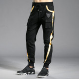Autumn Winter Men Cargo Sweatpants With Pocket And Stripped Cotton Casual Slim Fitness Joggers Harem Men Trousers Black Punk