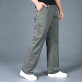 Autumn Winter Men Cargo Pants With Side Zipper Pockets Casual Cotton Urban Tactical Pants Loose Joggers Long Trousers L-4XL