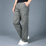 Autumn Winter Men Cargo Pants With Side Zipper Pockets Casual Cotton Urban Tactical Pants Loose Joggers Long Trousers L-4XL