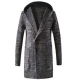 Autumn Winter Loose Long Mens Cardigans Sweaters New Fashion Big Size Jumpers Mens Hooded Sueter Knit Sweater Jersey Sudaderas