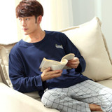 Autumn Winter Long Sleeve Cotton Men's Pajamas Home Wear Cotton Striped Pyjamas Men Lounge Pajama Sets Plus size 3XL Sleepwear