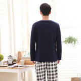 Autumn Winter Long Sleeve Cotton Pajamas Sets for Men Cartoon Sleepwear O-neck Lounge Plaid Pyjamas Pants Home Clothing Homewear