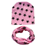 Autumn winter Knit Hats Crochet Scarves Hat Girl Boy Cap Kids Beanie Stars Hat Cotton Children Collar Scarf baby cap child cap