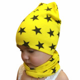 Autumn winter Knit Hats Crochet Scarves Hat Girl Boy Cap Kids Beanie Stars Hat Cotton Children Collar Scarf baby cap child cap
