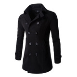 Autumn Winter Jacket Men Peacoat Solid Fashion Long Coat Men's Windbreakers Double Breasted Mens Overcoat Chaqueta Hombre M-XXL