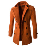 Autumn Winter Jacket Men Peacoat Solid Fashion Long Coat Men's Windbreakers Double Breasted Mens Overcoat Chaqueta Hombre M-XXL